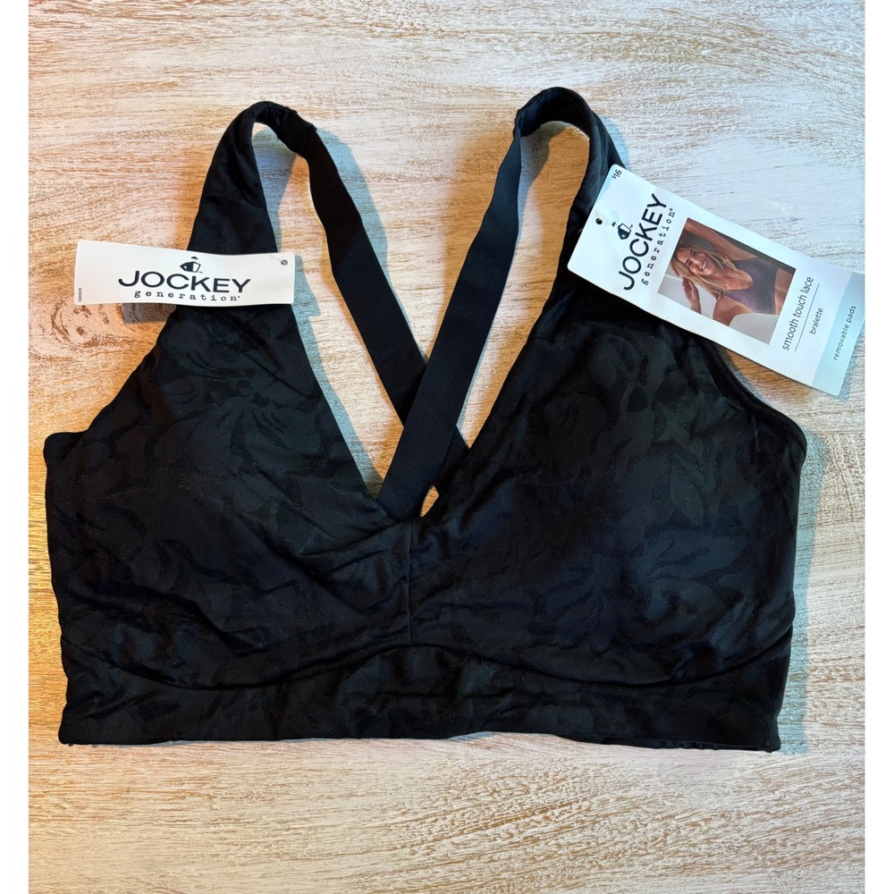 Jockey Generation Medium Smooth Touch Lace Bralette Women Black 34C 34D 36B